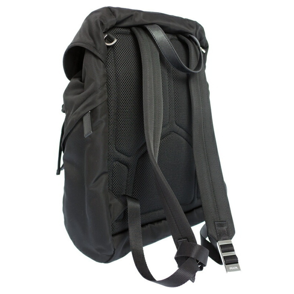 Prada flap enamel backpack triangle logo Black ReNylon
